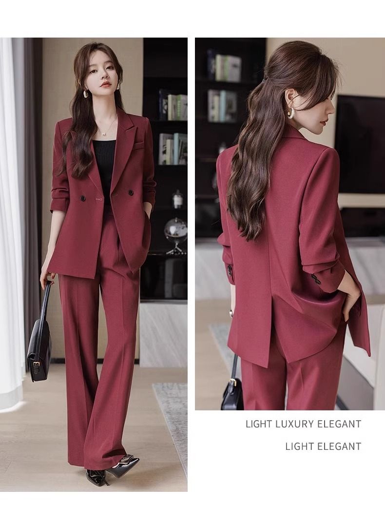 Schwarzer Anzug-Set für Damen, High-End-Feeling, 2025, neuer Frühling und Herbst, lässig, elegant, professionell, formeller Damenblazer_voghion.com