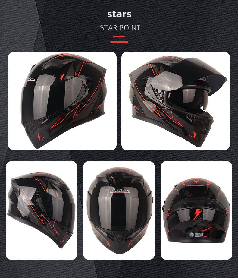 Doppellinsen-Motorradhelm Herren-Trailrunning-Helm Elektrischer Damen-Winter-Vollschutzhut-Integralhelm_voghion.com