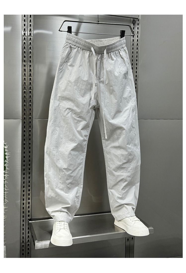 2024 Sommer Neue schnell trocknende, atmungsaktive, gerade Sport-Overalls für Herrenmode, trendige Freizeithose mit Kordelzug_voghion.com