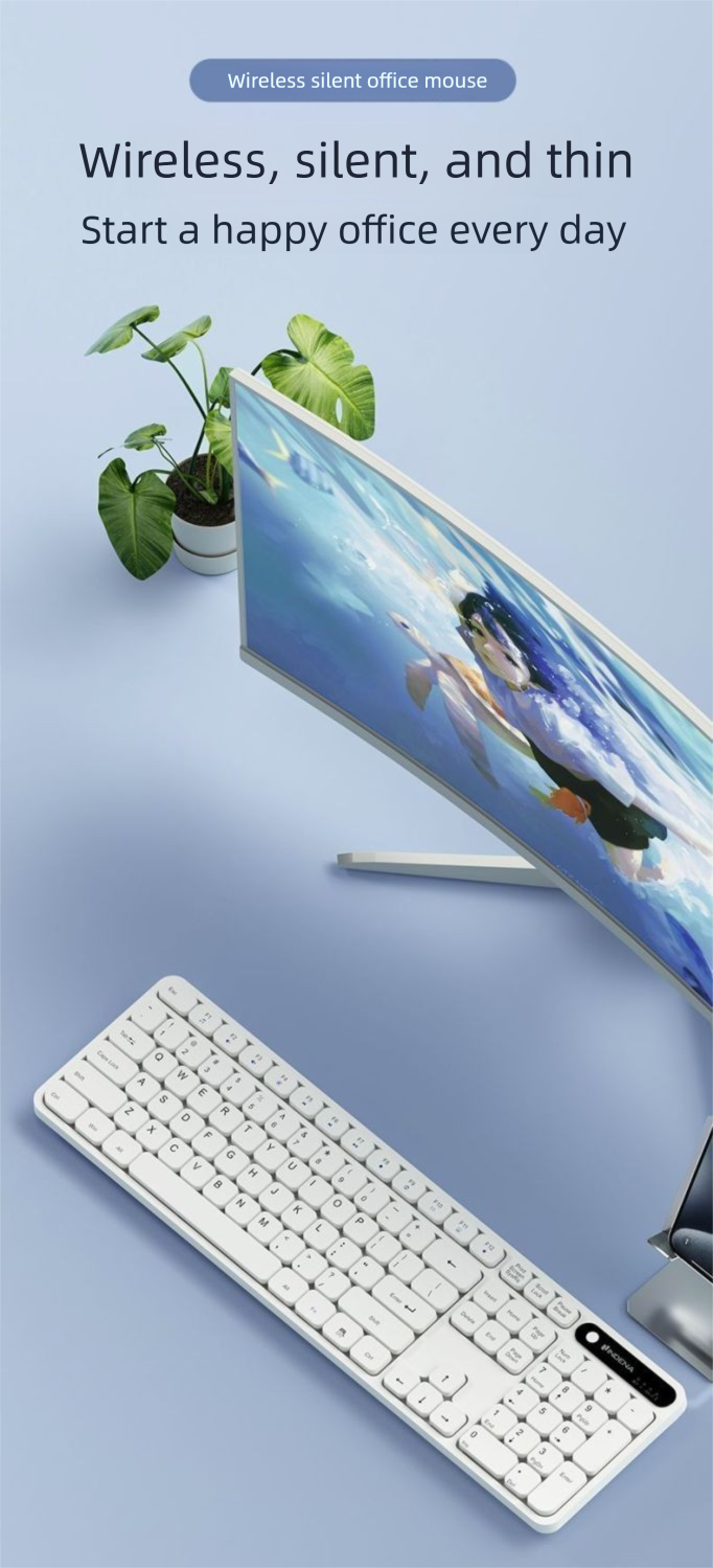 Wireless Bluetooth Keyboard Rechargeable Ultra-Thin Wired Silent Gaming Office Suitable For Girls' Laptops And Tablets_voghion.com