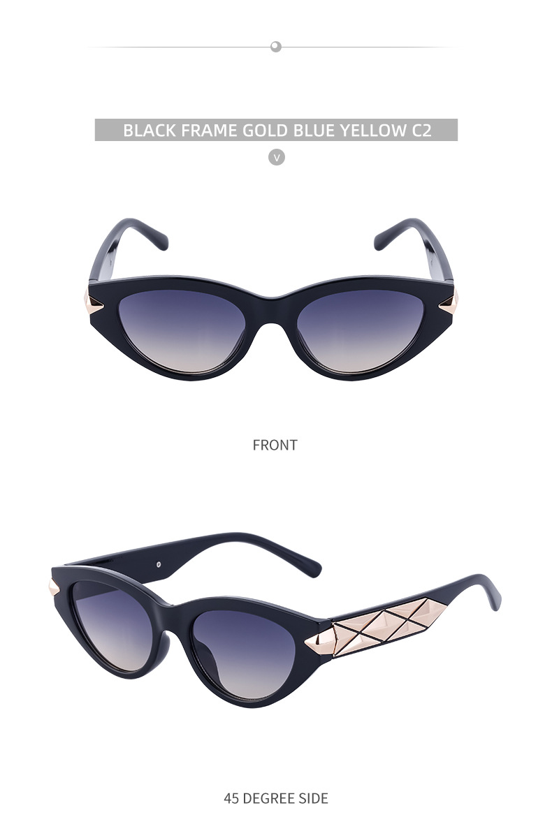 Foto di strada alla moda cat's eye, occhiali da sole resistenti ai raggi UV, occhiali da sole femminili_voghion.com