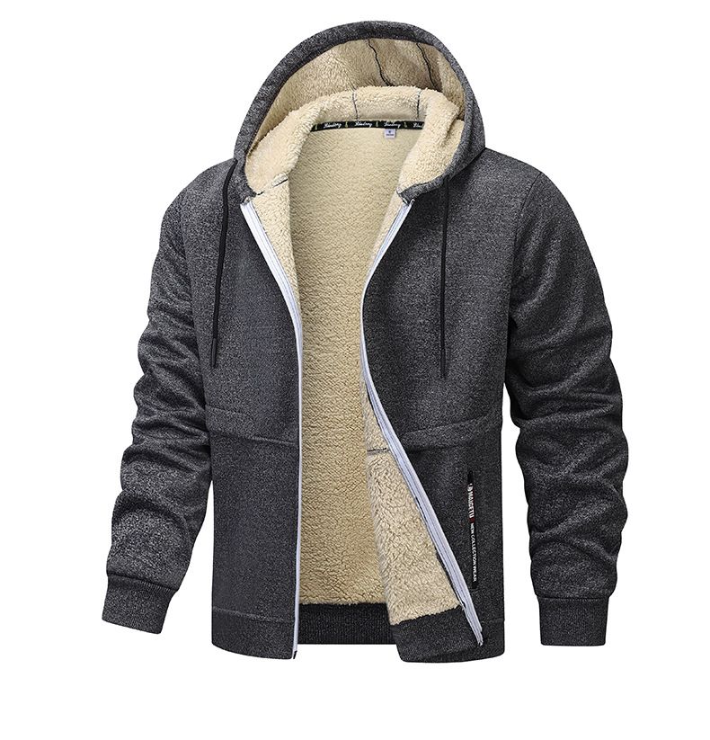 Men's Fleece-Lined Winter Jacket – Thickened Polyester Hooded Work Coat, Loose Fit (S-3XL), Ideal For Construction & Daily Wear_voghion.com