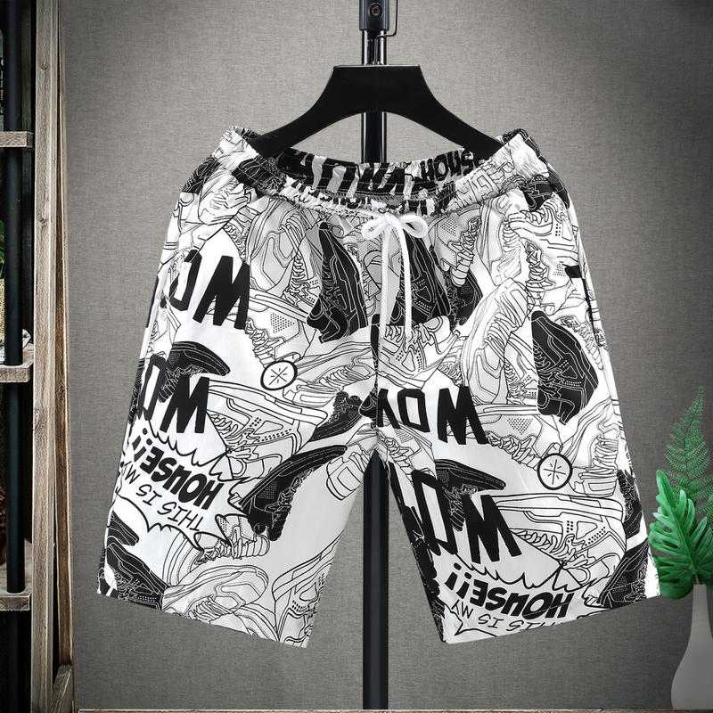 Short coréen décontracté à 5 points pour hommes, grand caleçon, tendance d'été, grande taille, ample, couple, pantalon de plage à séchage rapide_voghion.com