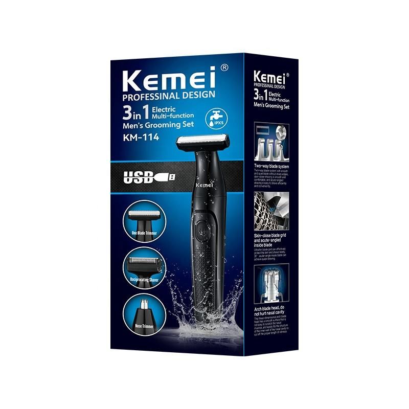 Kemei waterproof 3 In 1 Electric Shaver KM-114 Dry and Wet USB Charging multi-function Mens Shaving hine_voghion.com