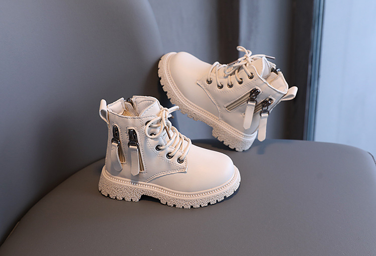 Scarpe per bambini Autunno e inverno Stivali Martin in velluto Scarpe piccole e calde in pelle Stivali corti grandi in cotone per ragazze_voghion.com