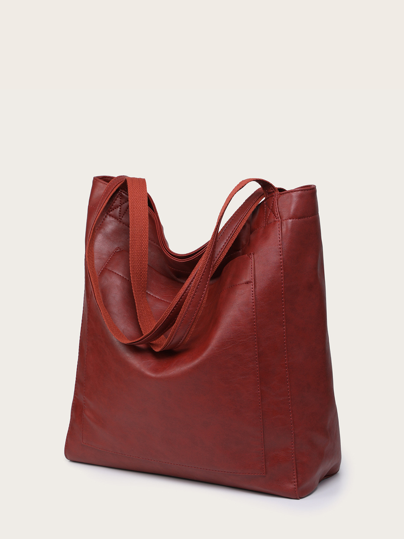 Pocket Women's Soft Handheld One Shoulder Oil and Wax Leather Large Capacity Fashion New Tote Bag_voghion.com