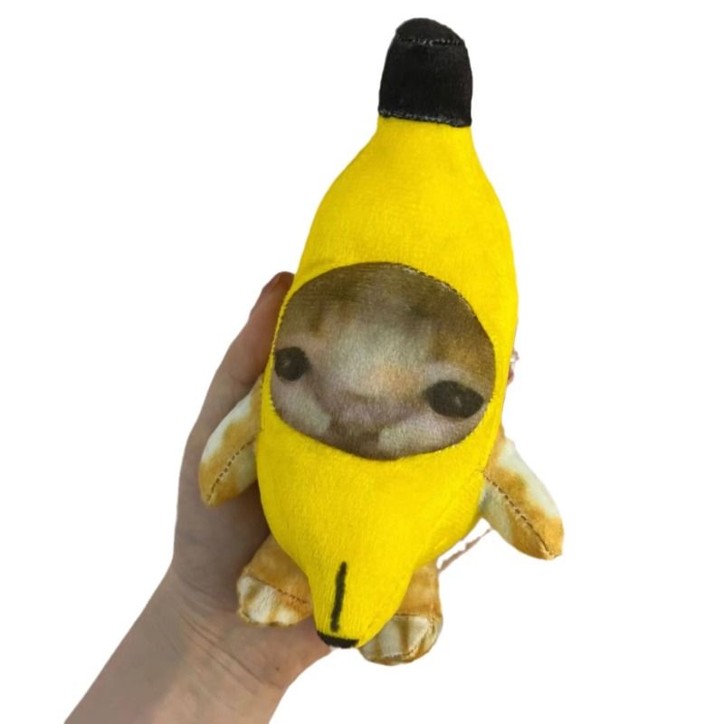 Portachiavi con ciondolo a forma di bambola a forma di gatto banana che piange felice_voghion.com