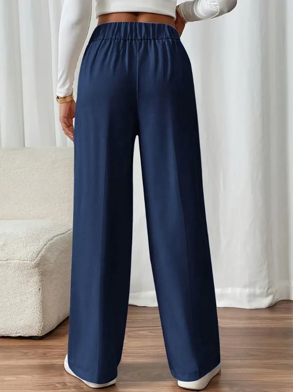 Dameskleding Drape Mopping Casual Broek Hoge Taille Broek Losse Temperament Recht Niche Ontwerp Effen Kleur Broek_voghion.com