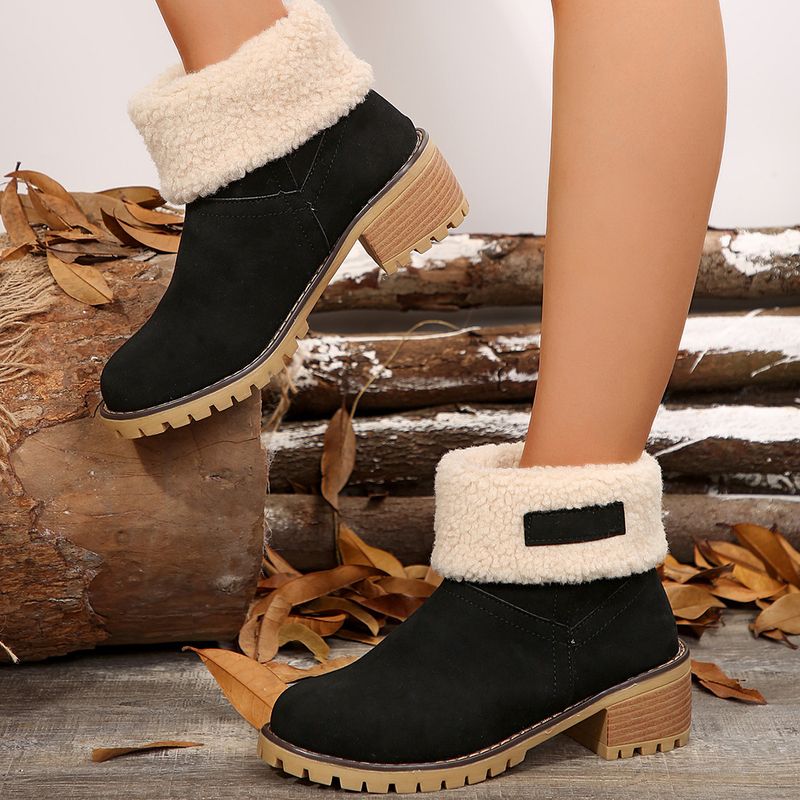 Botas de nieve de ante con tacón grueso, talla 43, botas de algodón de talla grande_voghion.com