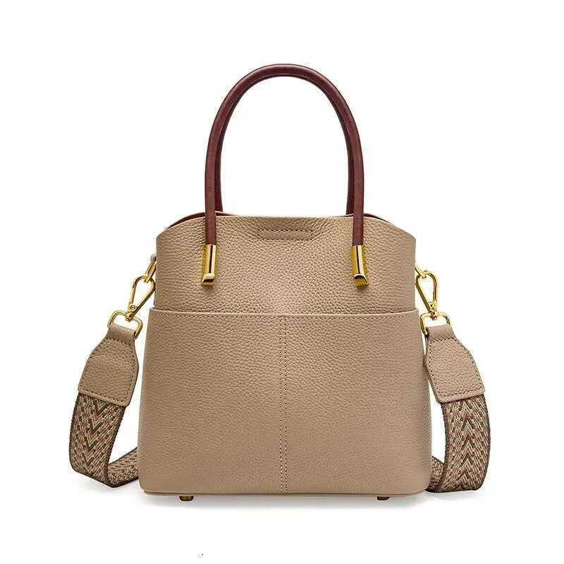Borsa a secchiello di alta qualità originale Zency da donna, versatile, in pelle, con tracolla, stile High Sense_voghion.com