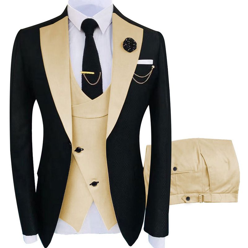 Men's Clothing Men Suits Elephant Lapel Slim Fit Men's Wedding Suit Three Piece Set_voghion.com