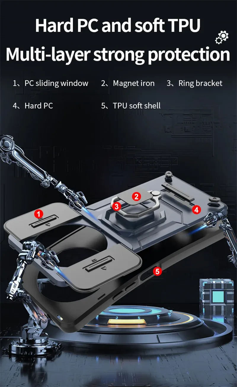 Pour Redmi Note 13R 13 12 Pro Plus Turbo 12S K70E K70 K60 Ultra 13C 5G A3 Armor Case Camera Lens Protection Ring Holder_voghion.com