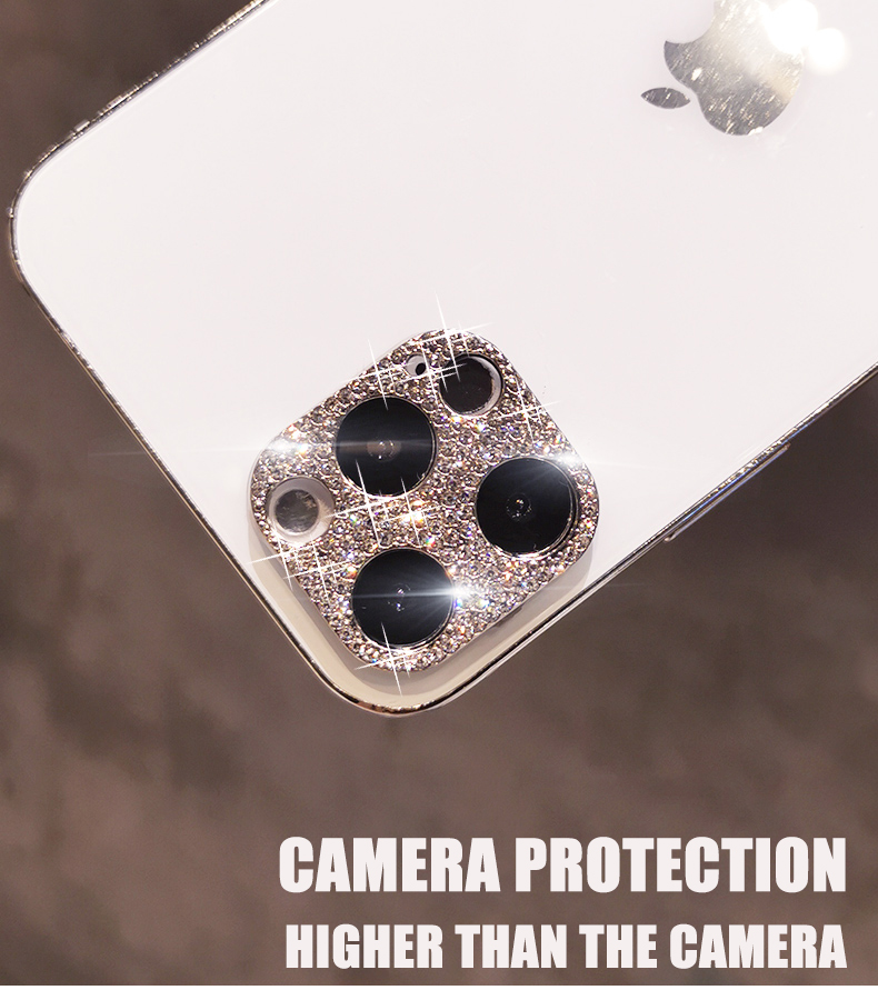 Custodia protettiva per obiettivo della fotocamera con diamante lucido Bling per iPhone 13 12 Mini 11 14 Pro Max Pellicola protettiva per schermo in metallo con strass glitter_voghion.com