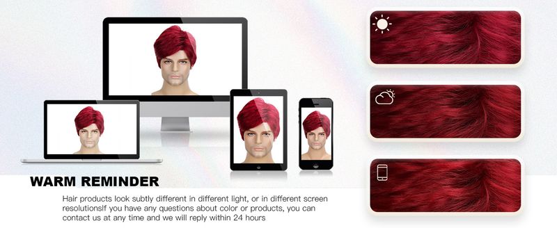 Synthetic Clip-in New Wig Men's Fashionable Chemical Fiber Short Wig Red Side Parted Short Straight Hair_voghion.com