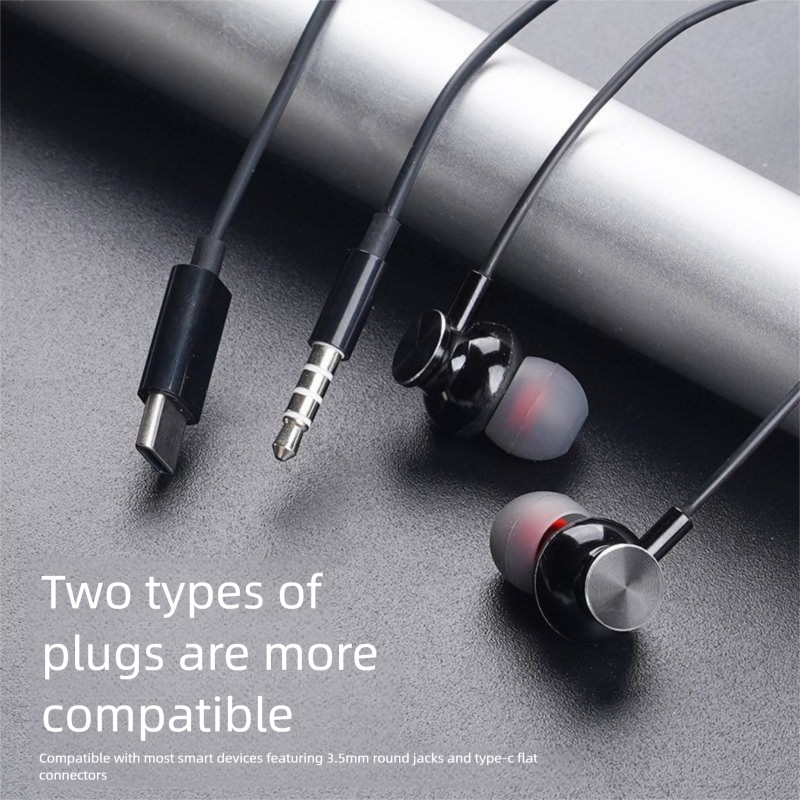 Earphones In-Ear Mic Type-C Compatible With OPPO Huawei Smart Wired Control Clear High-Quality Sound_voghion.com