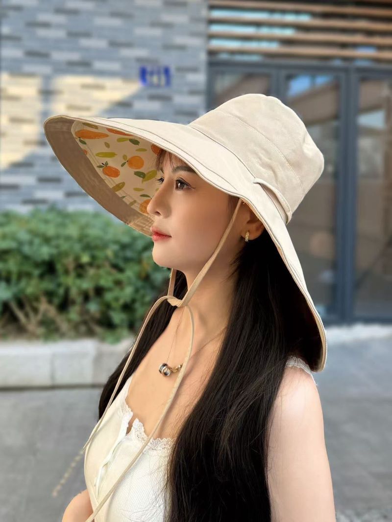 Tesa oversize da 18 cm con parasole da pescatore bifacciale per l'estate da donna, protezione UV e cappello da sole_voghion.com