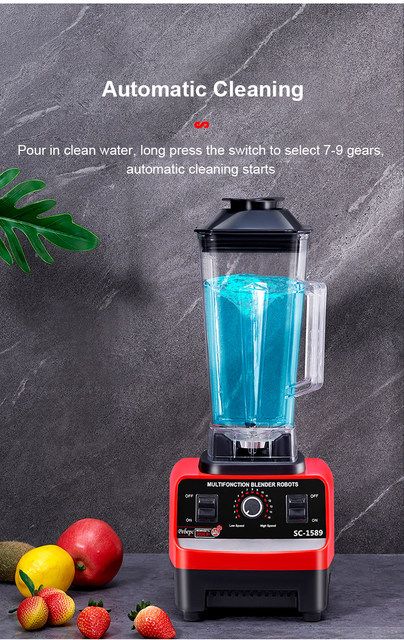 2000 W Lieljaudas komerciāls blenderis Augļu mikseris Sulu spiede Virtuves kombains Ledus smūtiju blenderis Lieljaudas sulu automāts Smalcinātājs 220V_voghion.com