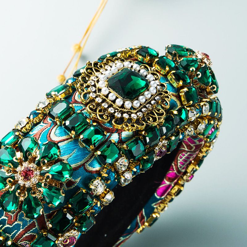 Fasce per capelli con strass completi in stile palazzo barocco Accessori Cerchio per capelli con ricamo in spugna addensata per donna_voghion.com