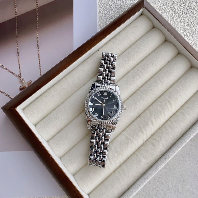 Damenarmbanduhren Gold und Silber Stahlband Diamantbesetzte High-End-Damenuhr Einfache Skala Legierung Strass Quarzuhr Charge_voghion.com