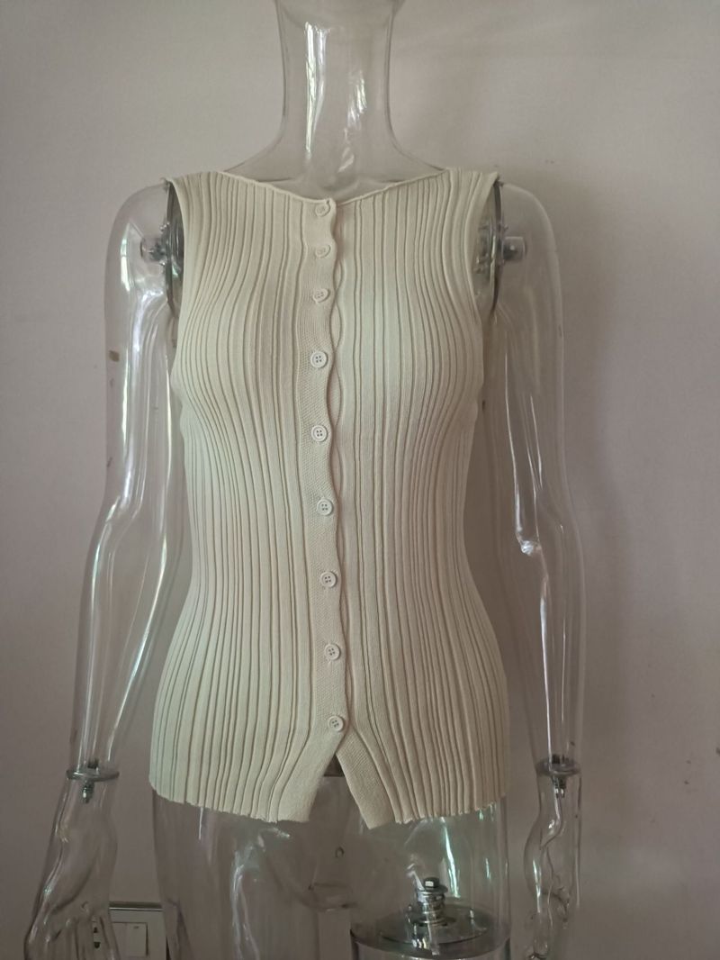 Débardeur sans manches pour femme - Débardeur d'été décontracté en polyester, coupe ajustée, respirant et léger, polyvalent pour la superposition_voghion.com