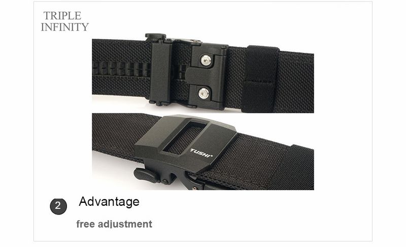 Cinturón táctico resistente de metal con hebilla automática, de doble capa, grueso y colgante, para exteriores, para hombre, 3,8 cm de ancho._voghion.com