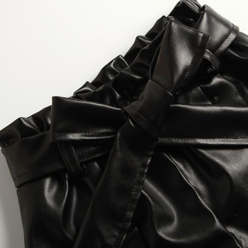 Mother & Kids Children's Clothing Popular Spring And Summer Fur Suspenders Solid Color Leather Shorts Suit With Belt_voghion.com