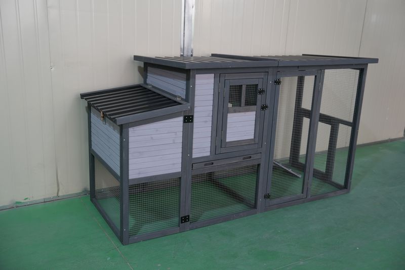 79"Large Chicken Coop With Upgraded Perches, Wooden Outdoor Chicken Cage With Large Nesting Box, Weatherproof Open Asphalt Roof &Removable Bottom, Duck House, Rabbit Hutch_voghion.com