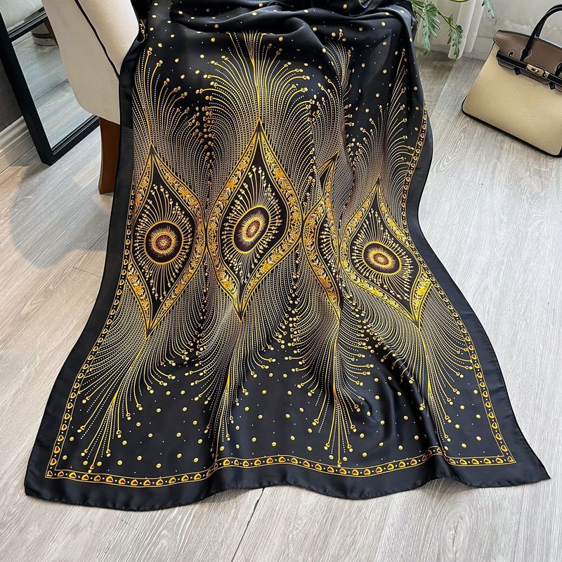 Spring Summer New Peacock Silk Women, Elegant and Versatile Long Shawl for Tourism, Sun Protection Scarf_voghion.com