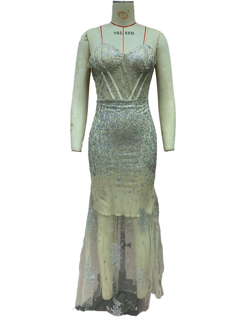 Abiti da ballo di lusso in cristallo 2025, sexy, con scollo a cuore, perline e paillettes, spacco, abito da sera, fatto a mano, da sposa._voghion.com