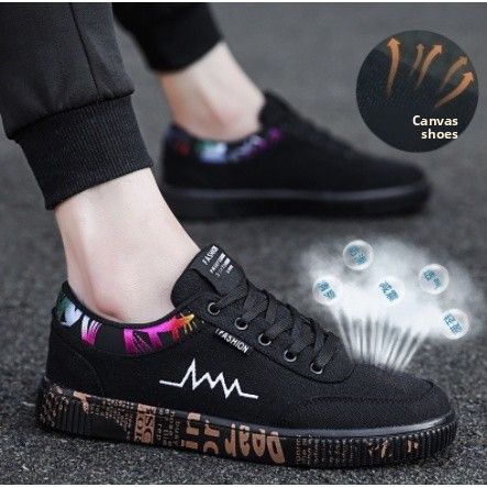 Graffiti Canvas Shoes Men Breathable Flat Casual Shoes 2023 Outdoor Comfortable Walking Sneakers New Student Shoe Zapatos Hombre_voghion.com