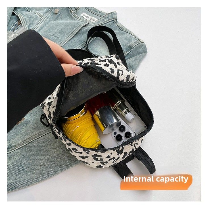 Women's Bag New Leopard Print Shoulder Bag Oblique Span Bag Double Shoulder Multi-purpose Backpack Corduroy Large-capacity Bag_voghion.com