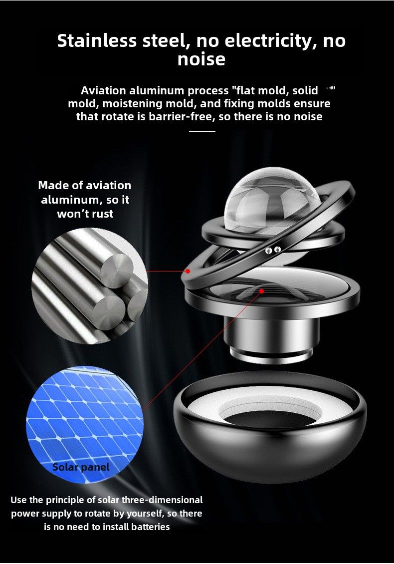 Shake Tone Solar Double Ring Rotary Aromatherapy Car Flying Saucer Aromatherapy Ornaments Suspension Car Aromatherapy Perfume_voghion.com