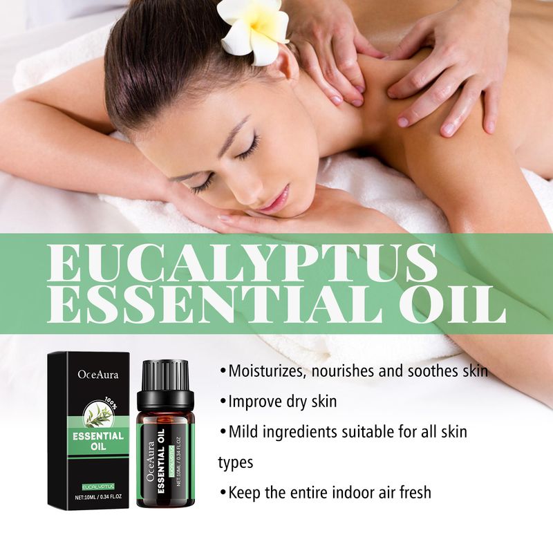 OceAura Eucalyptus Essential Oil, Body Care Massage Push Back Spa Essential Oils Moisturize And Firm Skin_voghion.com