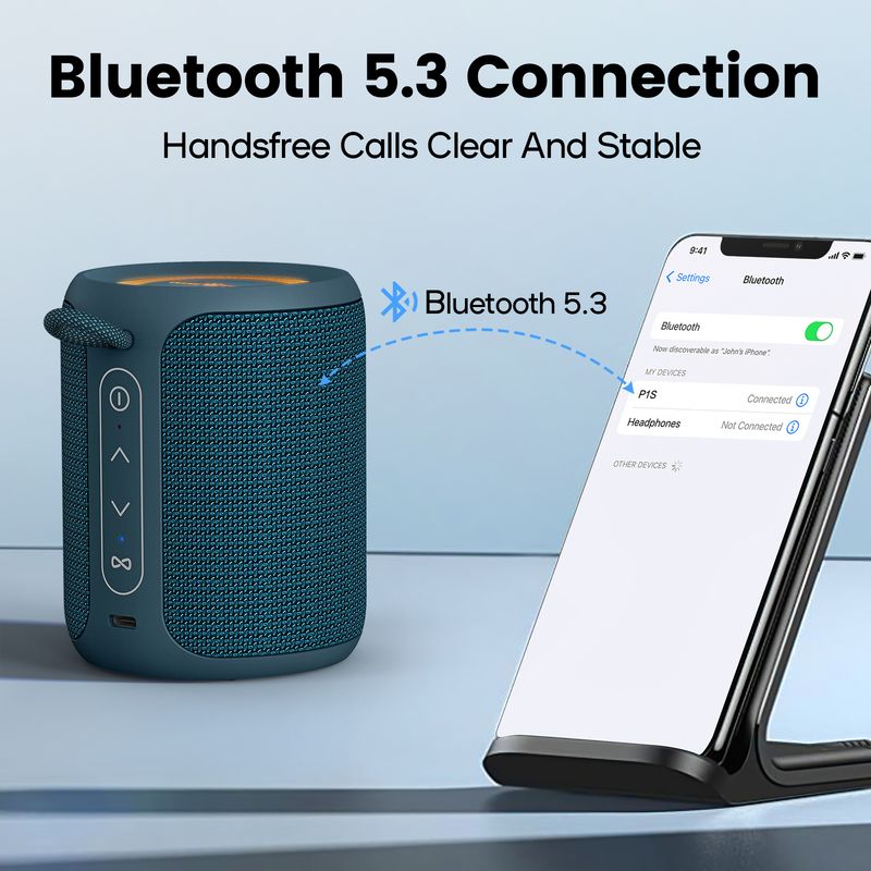 WISETIGER P1S Mini Portable Bluetooth Speaker IPX7 Waterproof Wireless Sound Box Bass Boost TWS Connectivity BT5.3 15W_voghion.com
