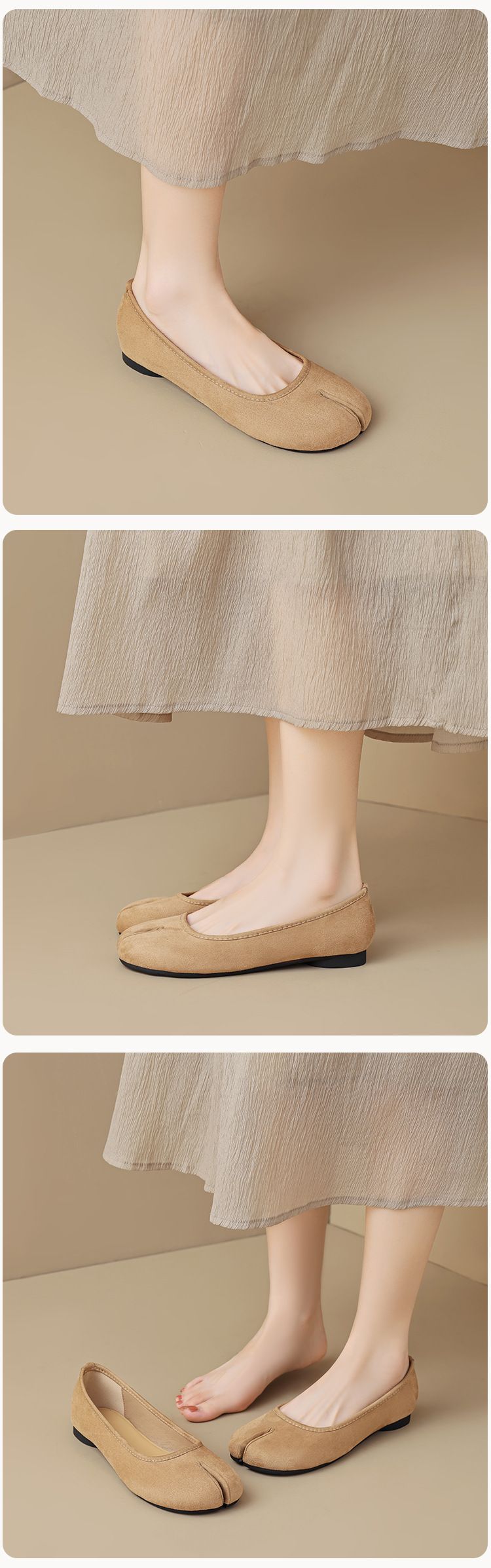 Shallow Single Shoes Women's Flat-bottomed French Temperament Split-toed Shoes One Pedal Retro Pig's Trotters Shoes_voghion.com