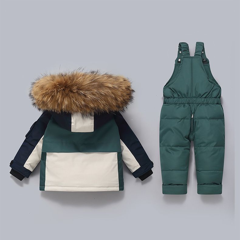 Completo invernale imbottito per bambini in stile coreano: giacca calda con cappuccio e tuta staccabile (80-110 cm, 5 colori)_voghion.com