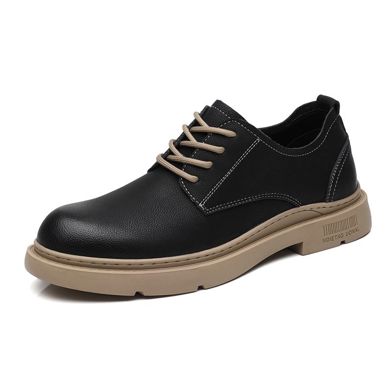 2025 New Workwear British Style Breathable Casual Leather Men's Lace Up Business Shoes, Black_voghion.com