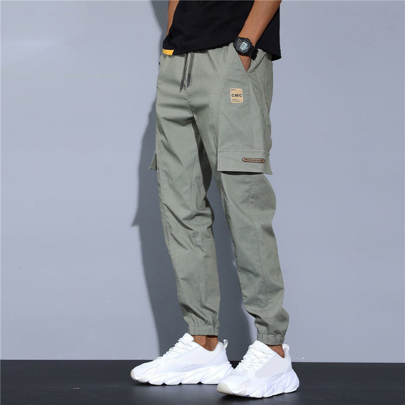Korean Pant Summer Spring Men Elastic Cargo Sweatpants Jogger Harem Hip Thin Trousers Casual Cotton Waist Hop Slim Pants_voghion.com