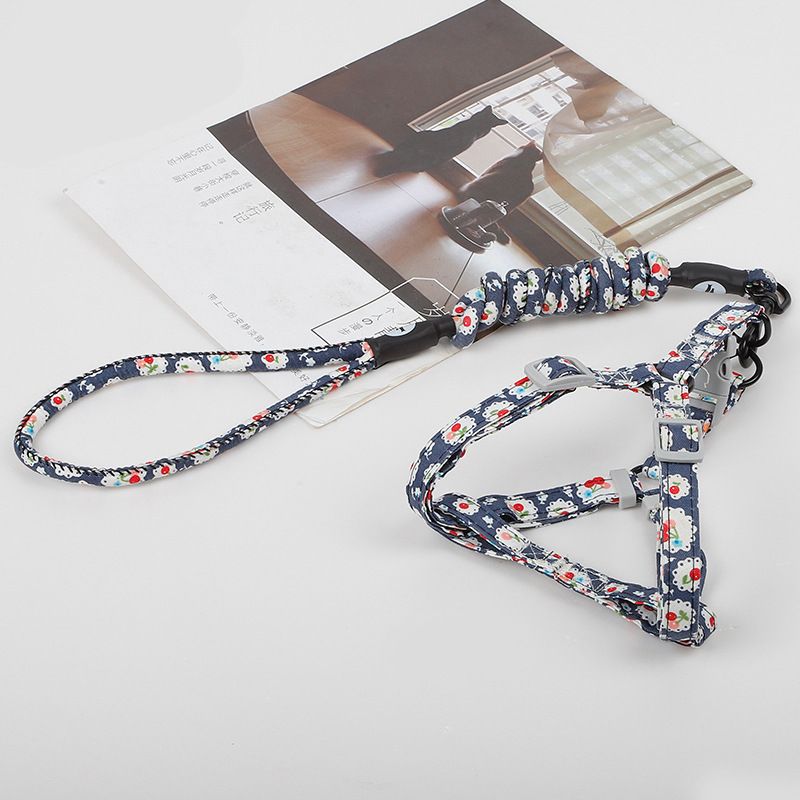 Small Medium Cat And Harness Set Japanese Floral Chest Strap Round Rope Dog Leash Pet Supplies_voghion.com