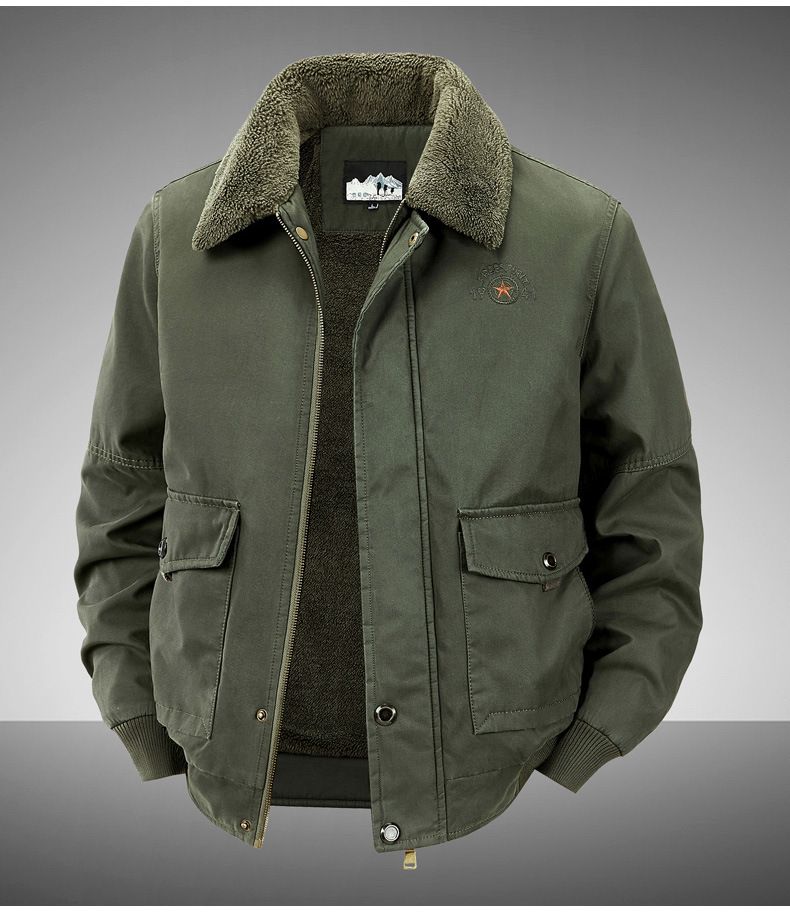 Giacca da uomo in cotone con lana di agnello, giacca invernale foderata in pile, vestibilità ampia, taglie forti, mezza età, calda, casual, anziani_voghion.com
