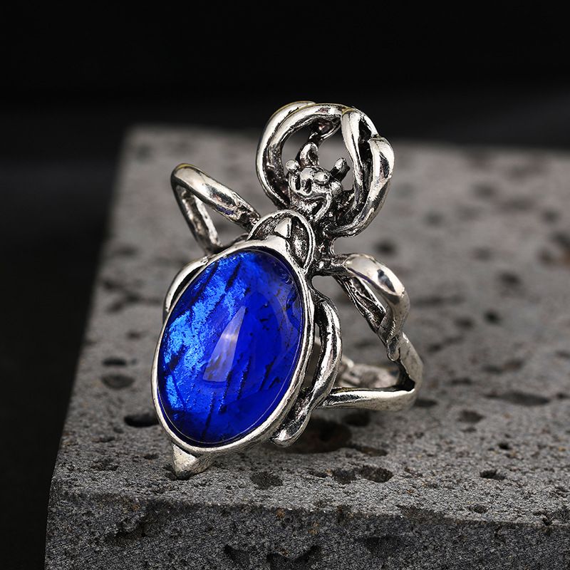 Unique Spider Punk Design Sense Inlaid Diamond Trendy Couple Style Hand Irregular Ring_voghion.com