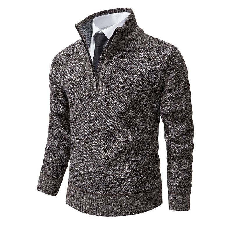 Herren-Strickpullover mit Fleecefutter – Slim-Fit-Pullover mit Stehkragen für Wärme im Winter_voghion.com