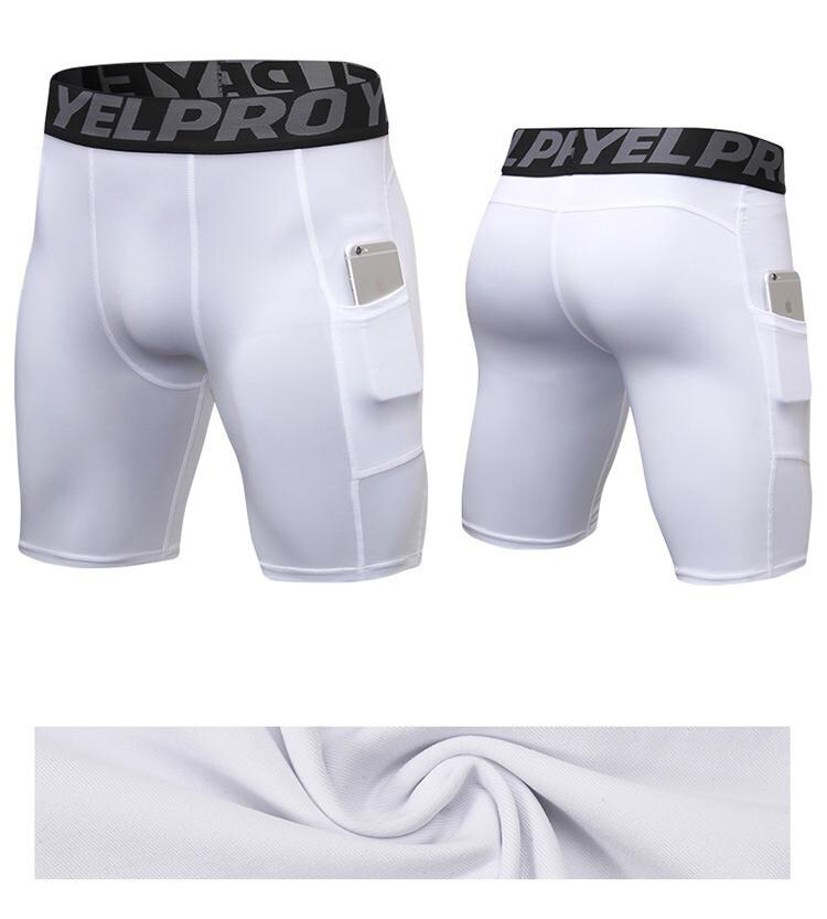 Short de Compression élastique pour hommes, collant d'été, de musculation, de sport, de course à pied, à séchage rapide, avec poches_voghion.com