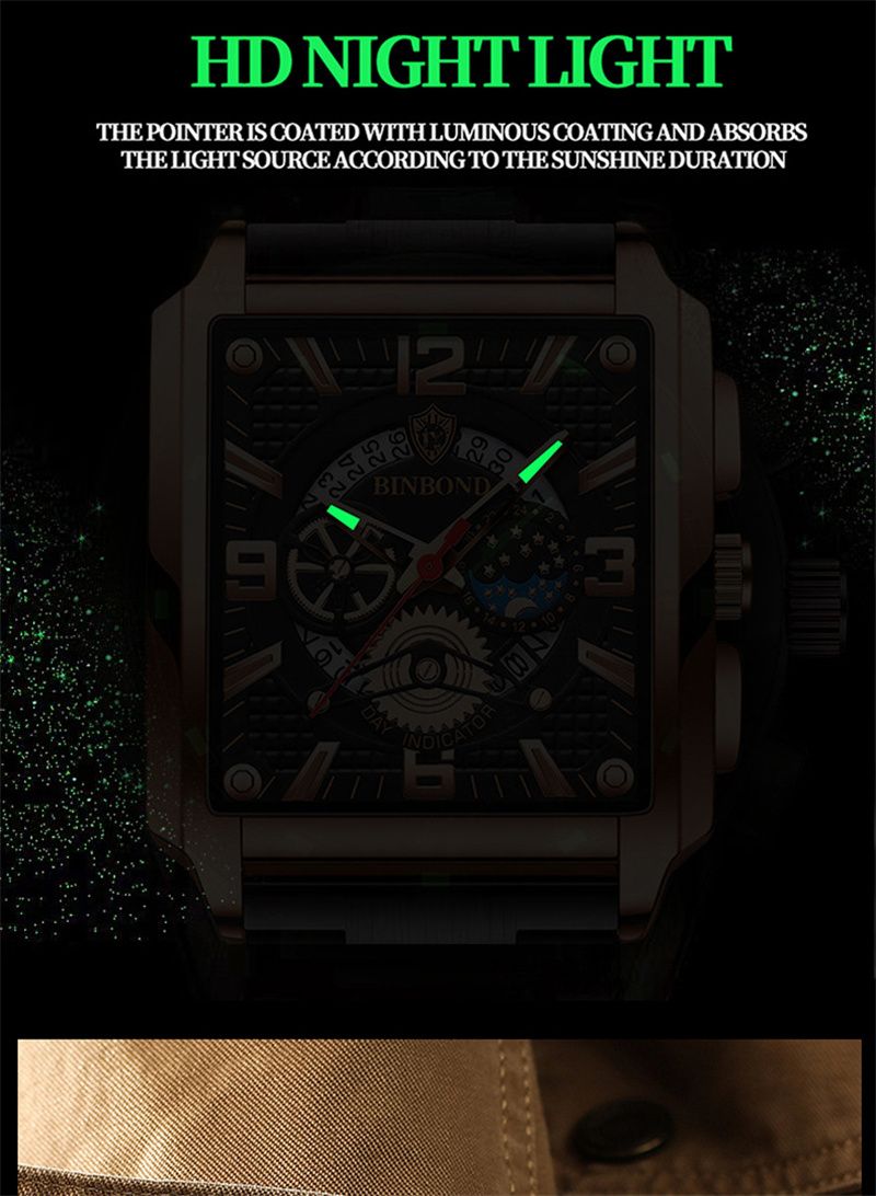 Authentic Men Watch Square Stainless Stee Waterproof Man Wristwatch Luxury Quartz Calendar Hollow Original_voghion.com