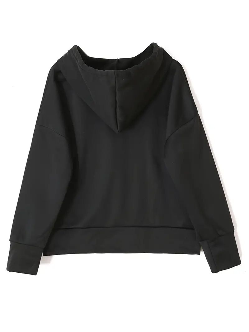 Conjunto esportivo de duas peças com capuz e calça casual de cor sólida para outono/inverno 2024 feminino_voghion.com