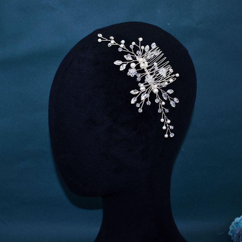 Gioielli da donna con pettine per capelli con strass e cristalli floreali, copricapo da sposa, accessori per capelli con perle per occasioni speciali_voghion.com