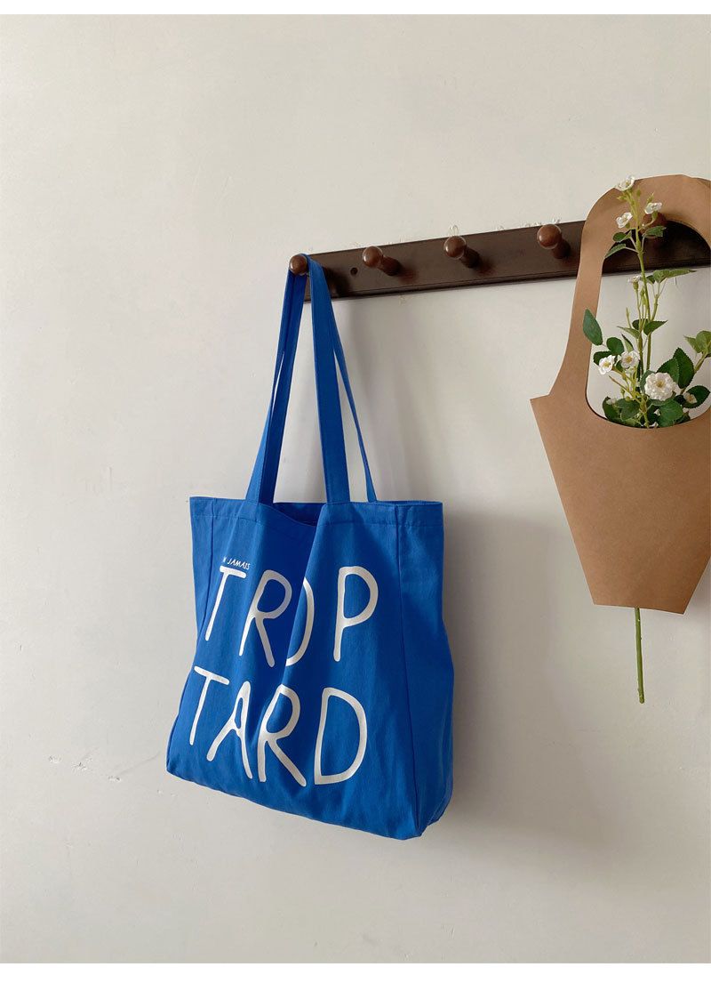 Women's Tote Bag Large Capacity Casual Color Contrast Canvas Bag Women's Large Letter Shoulder Bag Simple Handbag_voghion.com