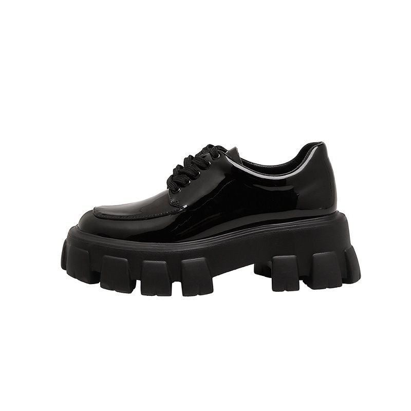 New Thick Platform Shoes Thick Soles And Fleece Small Leather Loafers_voghion.com