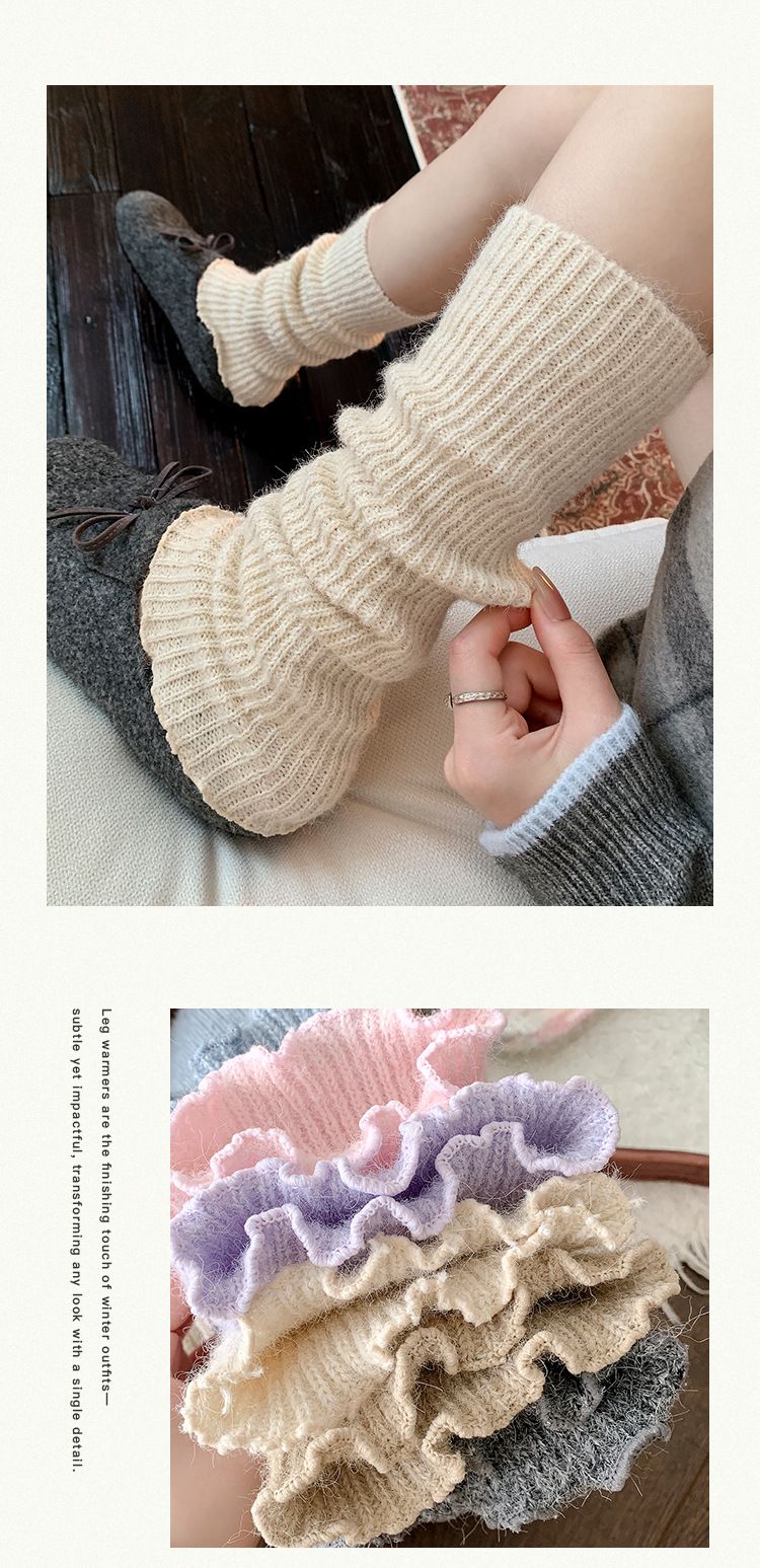 Scaldamuscoli, stivali, calzini di cotone alla moda per donne, autunno e inverno, calzini di lana spessi e caldi, pizzo con funghi, stivali da neve, calzini al polpaccio, scaldamuscoli_voghion.com