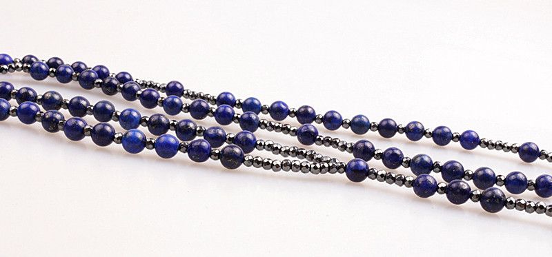 Vente chaude 6mm Lapis Lazuli Pierre Perle Hématite Pour Hommes Femmes Catholique Christ Chapelet Croix Pendentif Collier Dropshipping_voghion.com